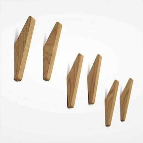Lot de 6 patères bois , patères bois, capacité de charge 5 kg, patères murales, patères peignoir, patères chapeau, patères, patères multi-usages, patères clés (1/5)