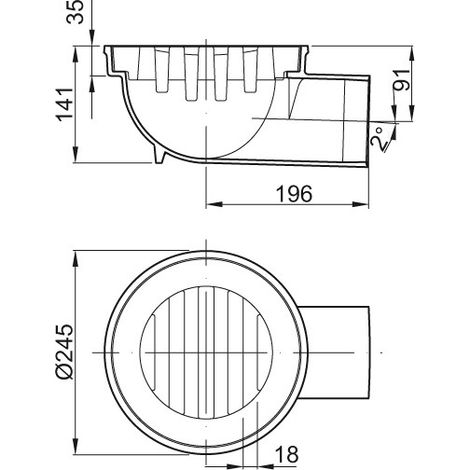 ACO Bodenablauf Guss DN100/ 1,5 Grad/M125/mit Rost / Anstrich, 6199.00.00