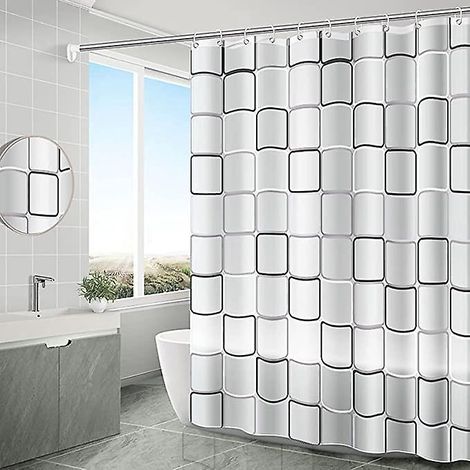rideau De Douche Impermable Et Rsistant La Moisissure (blanc), 180 X 200 Cm, Lavable, En Eva, Rideau De Douche Transparent (1/5)