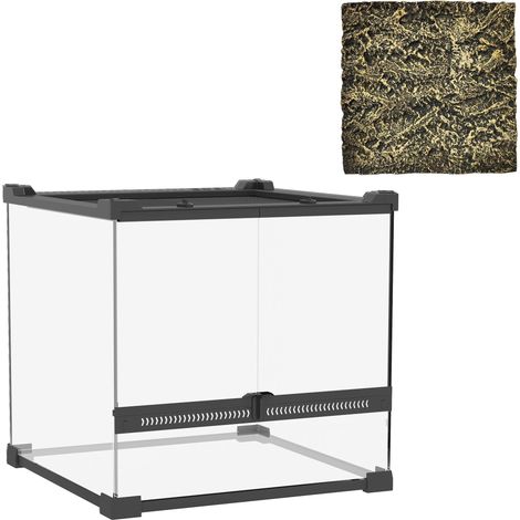 Terrario de vidrio para reptiles, base impermeable, cierre seguro (1/5)