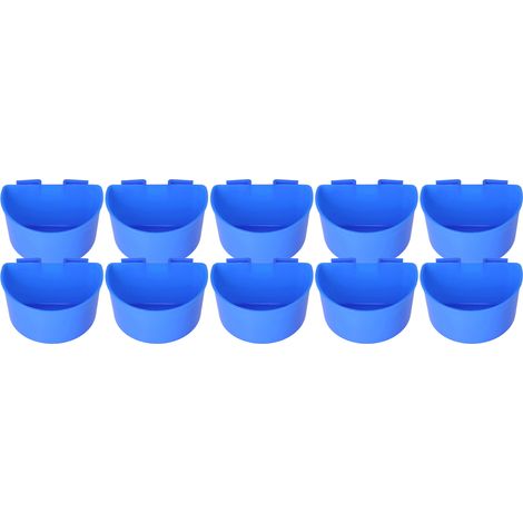 Gobelets d'alimentation pour Pigeons, 10 pièces, plat suspendu en plastique sûr pour oiseaux avec design en demi-cercle bleu (1/5)