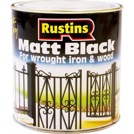 Rustins Matt Black Quick-Drying Paint - 500ml