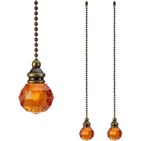 Lntyq Lot de 10 chaînes de traction pour ventilateur à boule orange - Longueur de la chaîne : 25,4 cm - Diamètre du pendentif : 2,8 cm - Hauteur : 4,2 cm (1/5)