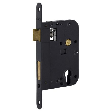 THIRARD - Boitier de serrure encastrable à cylindre pour porte d'entrée, axe 60mm, bouts ronds, noir - THIRARD (1/6)