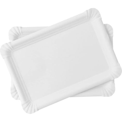 Set mit 50 weißen Papptabletts - Serviertabletts für Gebäck/Vorspeisen/Buffets (1320cm)