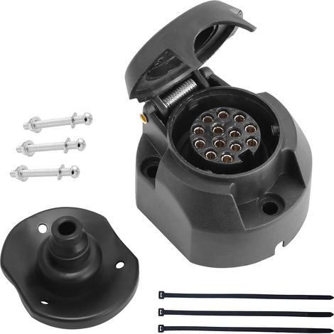 Prise 13Broches Remorque,1 Pièce Prise Attelage 13 Broches 12v,Adaptateur Prise Femelle Auto Remorque Camion,Prise 13broches Etanche pour Agricole Véhicule,VoitureCaravane (1/5)