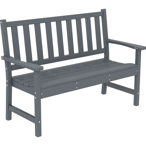 Outsunny 2 Seater Plastic Garden Bench, Outdoor Patio Furniture, Grey
