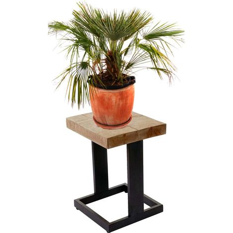 Tabouret de fleurs HWC-A15, porte-fleurs, table à plantes, bois massif de sapin, rustique 48x36x32cm (1/5)