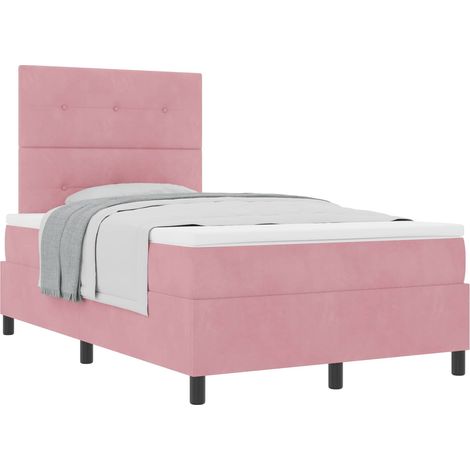 Box Spring Bed with Headboard Pink 120 x 190 cm Velvet vidaXL (1/5)