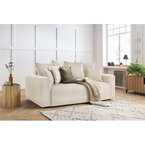 Bobochic – Canapé droit 2 places fixe ENVY en velours côtelé beige – Confort ferme – Design moderne – Dimensions 210x100x95cm – Fabrication artisanale (1/5)