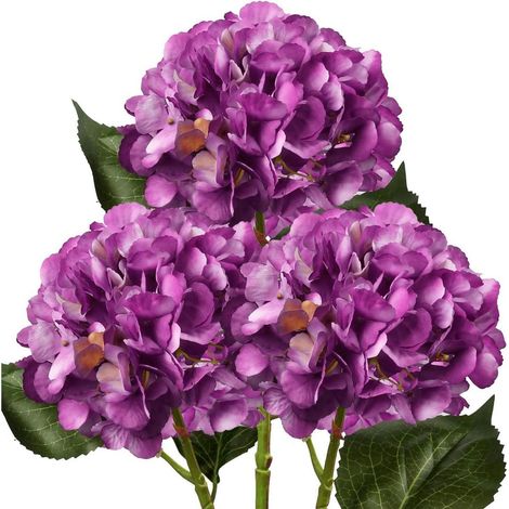 Kunsthortensie Kunstblume Wasserfester Stiel 53cm Lila 3 PCS (1/5)