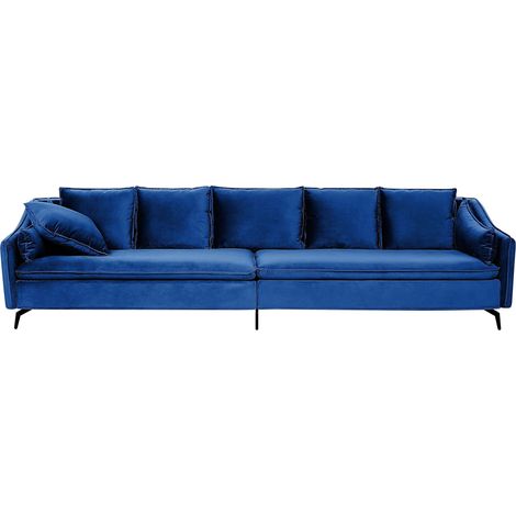 Sofa 4-Sitzer AURE Samtstoff Marineblau