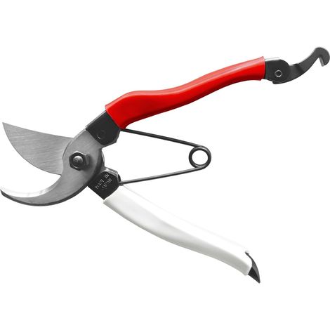 1 - Sécateur - Lame Acier Japonais - Coupe Précise 25mm - Pour Fleurs Arbres Fruitiers Vignes - Rouge Et Blanc - 20cm