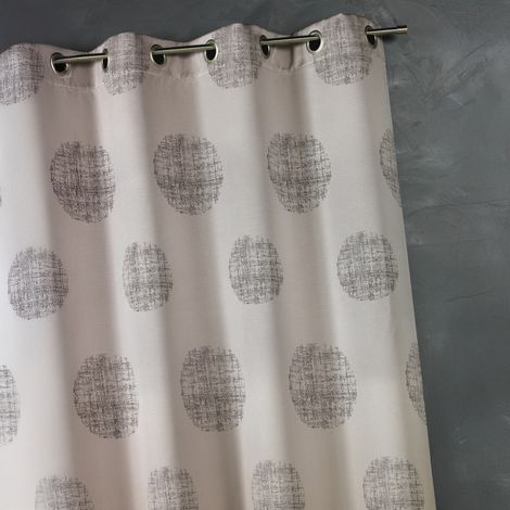Rideau jacquard à motifs ronds chinés Taupe 140x260 cm