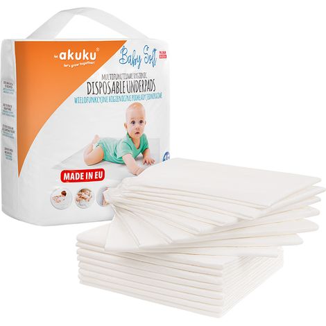 Assorbenti monouso Akuku A0500 40x60 cm, morbidi per neonati, in cellulosa, confezione da 15 pezzi, fino a 8 strati. (1/5)