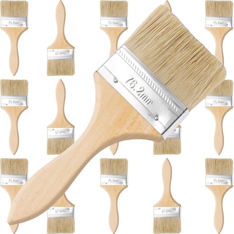 16 Pièces Pinceaux Peinture, Pinceau Peinture 75 mm, Pinceau Plat Large à Manche en Bois Épais 13,5 mm, Lot pour Lasure Bois, Vernis, Clôture et Bricolage (1/5)