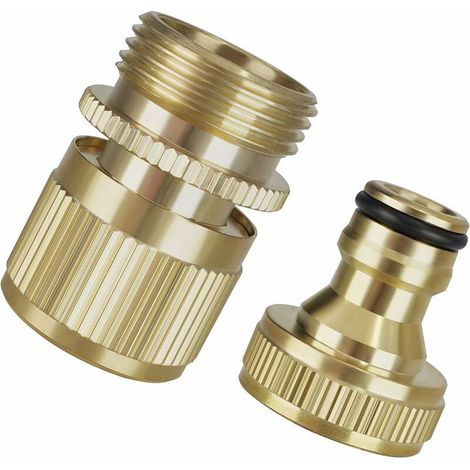 Schnellkupplung für Gartenschläuche, Messing-Gartenhahnanschluss, 3/4-Zoll-Wasserhahnanschluss, Adapter für Gartenschlauchanschlüsse mit Innen- und Außengewinde (1/5)