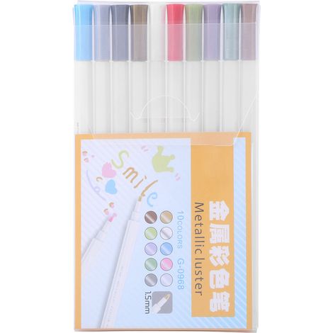 Lot 10 stylos métalliques colorés pour dessin peinture écriture lot étudiant bureau maison fournitures artistiques (1/5)