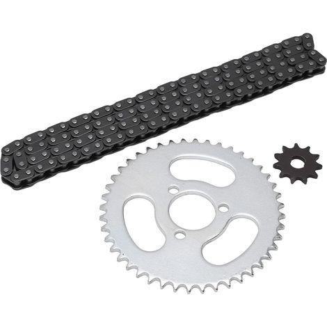 Kit de Chaîne de Pignon T8F Ensemble de Remplacement de Chaîne de Pignon Avant et Arrière en Acier Haute Performance pour Karts Modifiés VTT et Mini Motos (1/5)