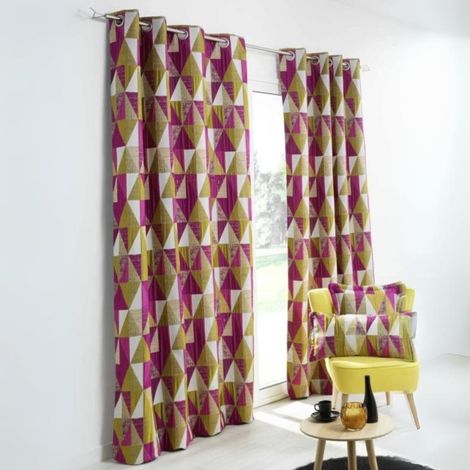 Rideau design à motifs triangulaires Rose Blush 140x260 cm (1/3)