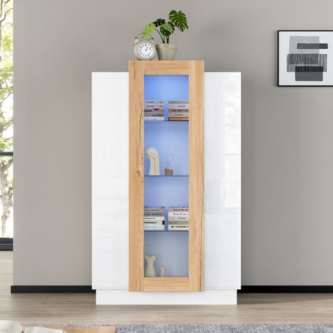 Vitrine LED 3 portes 74x40x120 cm blanc naturel (1/5)