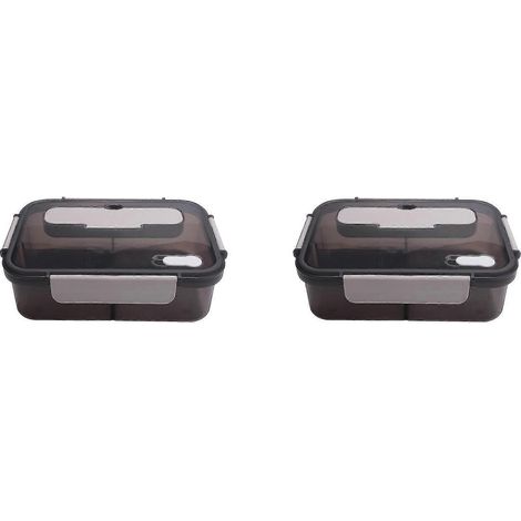 Boîte à bento 1500 ml pour le déjeuner, avec 3 compartiments et couverts, compatible micro-ondes (1/5)