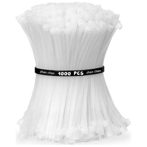 Collier Rilsan Zip Ties 100mm x 2.5mm Attaches Câble Résistant aux UV et à la Chaleur Blanche Lot de 1000 Pièces