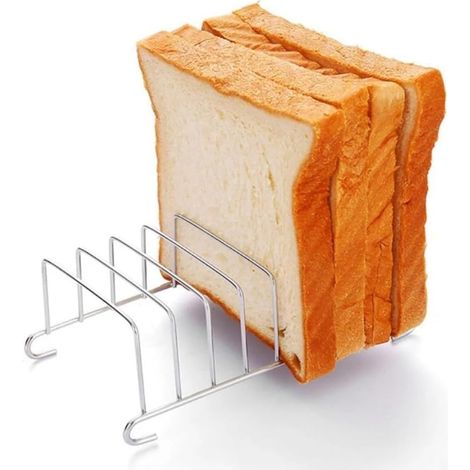 1 Support à toast, Acier inoxydable, 8 fentes, Grille à pain, Pieds surélevés, Cuisine maison restaurant (1/5)