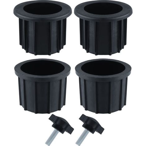 2 Ensembles (6 pièces) Accessoires Parasol Balcon, 4 Anneaux de Trou de Parapluie et 2 Vis à Bouton à Main, Accessoires de Support de Parapluie pour Table de Terrasse Balcon Terrasses (Noir) (1/5)