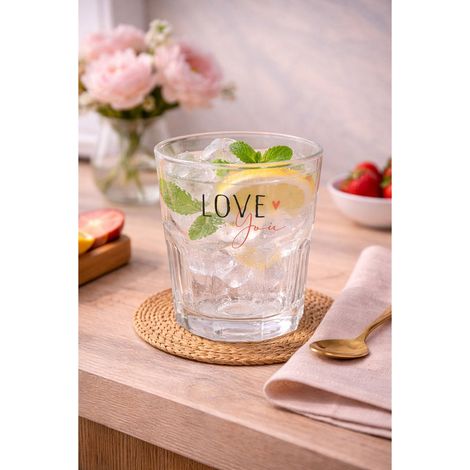 Verre à Eau 200 ml Gobelet en Verre Transparent avec Inscription Love You pour Boissons Froides - PANGIVO