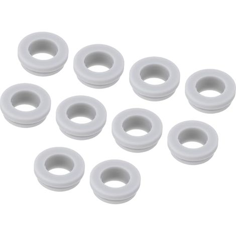 Pack of 10 Rubber Snap Eye Plugs Diameter 16 mm, ID 12 mm, Narrow Groove Width 2 mm, Anti-Scratch Seal for Electrical Boxes Cables and Hoses Grey (1/5)