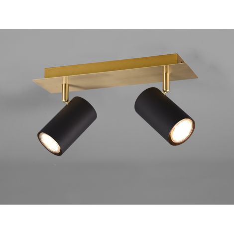 LED Deckenstrahler Schwarz Gold 2-flammig, Breite 30cm (1/5)