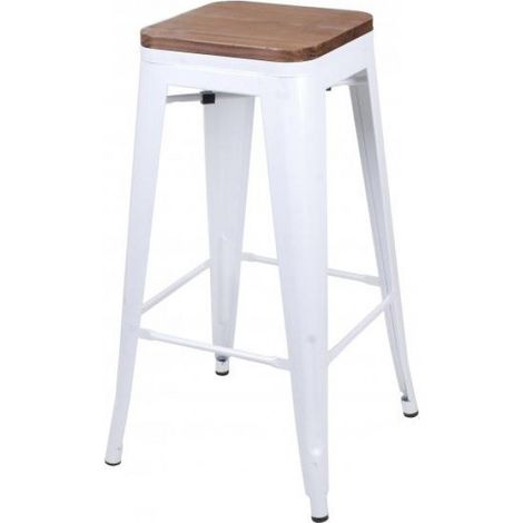 Tabouret de bar - L 42,5 cm x l 42,5 cm x H 77 cm - Blanc - Livraison gratuite (1/2)