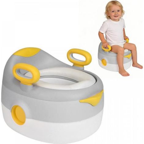 Töpfchen für Kinder – Toilettenverkleinerer – Gepolsterter Sitz mit Hocker für Jungen und Mädchen von 1–6 Jahren, für Zuhause und unterwegs, Grau (1/5)