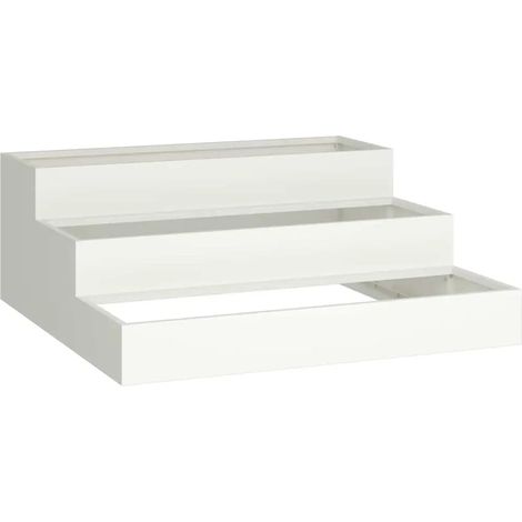 Cache-pot de jardin moderne 90 x 90 x 35 cm durable finition épurée en acier laminé à froid blanc