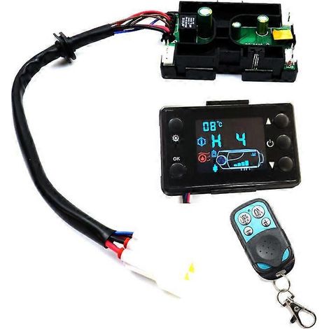 Interrupteur LCD noir avec télécommande pour chauffage de voiture 12 V, compatible avec les chauffages diesel et les chauffages de stationnement. (1/4)