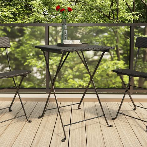 Bistrotisch Klappbar Schwarz 55x54x71 cm Poly Rattan (1/5)