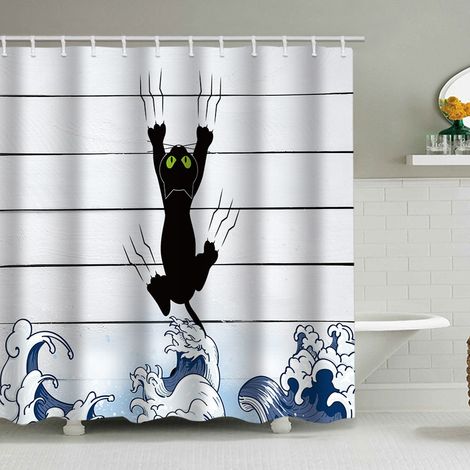 180 x 180 cm Duschvorhang mit lustigem Tiermuster, wasserdicht, inklusive 12 Haken, geeignet für Erwachsene und Kinder, Badezimmerdekorationsaccessoire.