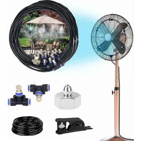 Brumisateur extérieur ajustable 20m – 20 buses en laiton – Système de brumisation pour terrasse, jardin, piscine – Économie d'eau (1/5)