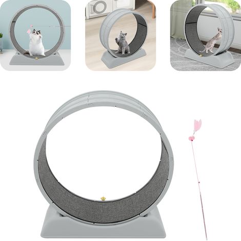 Katzenlaufrad, Laufband, extrem leises und sicheres Trainingsspielzeug für Katzen mit Verriegelungsmechanismus, abnehmbarer Laufbahn mit Teppich zum Laufen und Kratzen (blau)