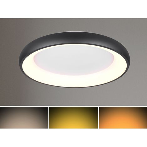 Flache LED Deckenleuchte CARDONA groß Schwarz, dimmbar & 3 Lichtfarben, Ø 62cm