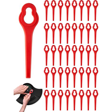 Lames rechange 40 pièces Plastique Rouge coupe bordure sans fil Robustes tranchantes coupe précise efficace pelouse Durables faciles (1/5)