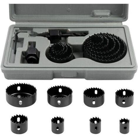 VURAHOME - Kit de scie cloche bimétallique en acier au carbone (11 pièces, 19-64 mm) pour bois, plaques de plâtre et cloisons sèches. (1/5)
