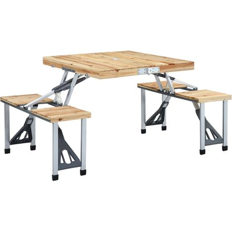 Mesa de camping plegable con 4 asientos acero aluminio vidaXL (1/2)