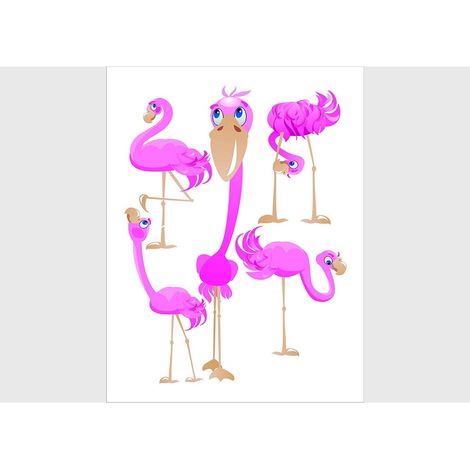 Stickers - Flamants roses - 1 planche 65x85 cm (1/5)