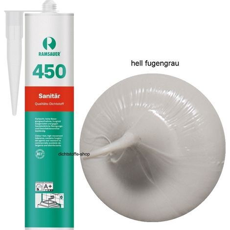 Ramsauer 450 Sanitär Silikon Fugen Dichtstoff 310ml Kartusche hell fugengrau