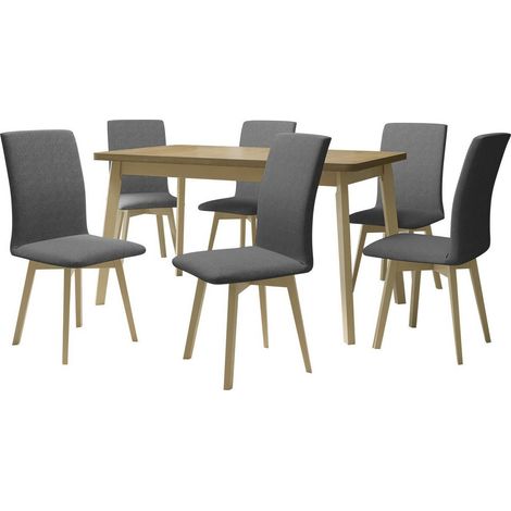 Salle à manger complète Victorville 335, Sonoma chêne, 75x80x140cm, Diamètre: 0, Nombre de chaises: 6, Style: Contemporary