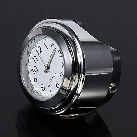 POCREATION Support d'horloge pour guidon de moto - Blanc - En alliage d'aluminium - Étanche - Avec tapis en caoutchouc antidérapant - Pour guidon 7/8 1 (1/5)