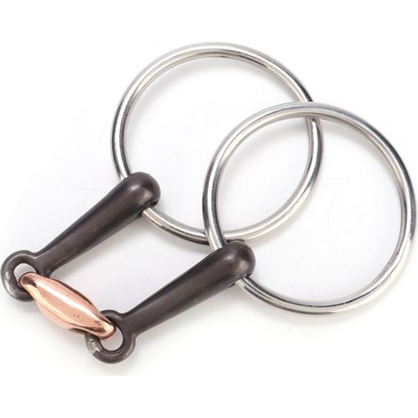 Mors de cheval à anneaux en acier inoxydable durable avec maillons elliptiques en cuivre (115 mm) (1/5)