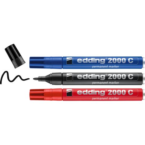 Edding - Set de 3 Marqueurs permanents en aluminium E2000C assortis - pour marquer et écrire sur presque tous les matériaux